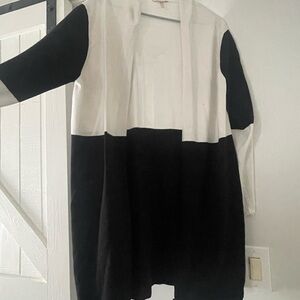 Black and White Open Cardigan